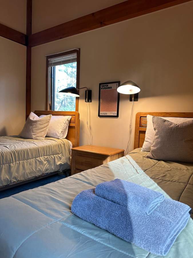 Restful bedroom at Lofty Cabin