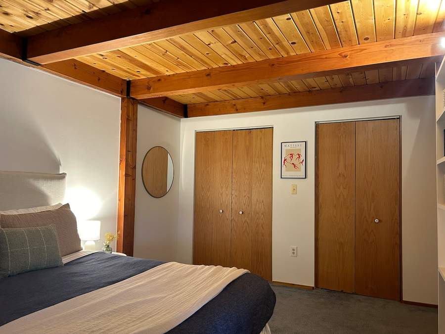 Main-floor bedroom at Lofty Cabin