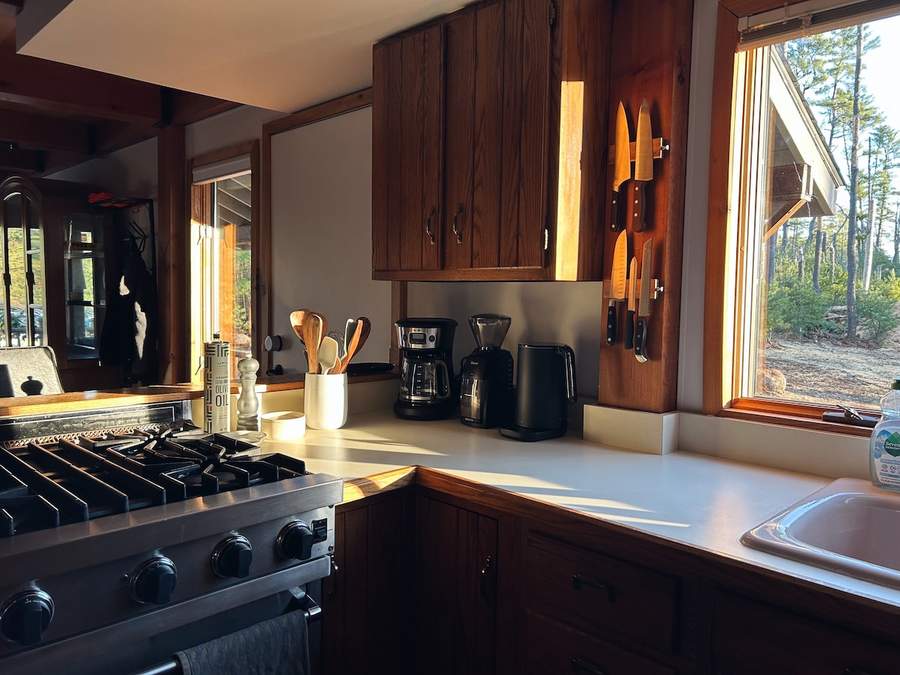 Kitchen with spacious counters at Lofty Cabin